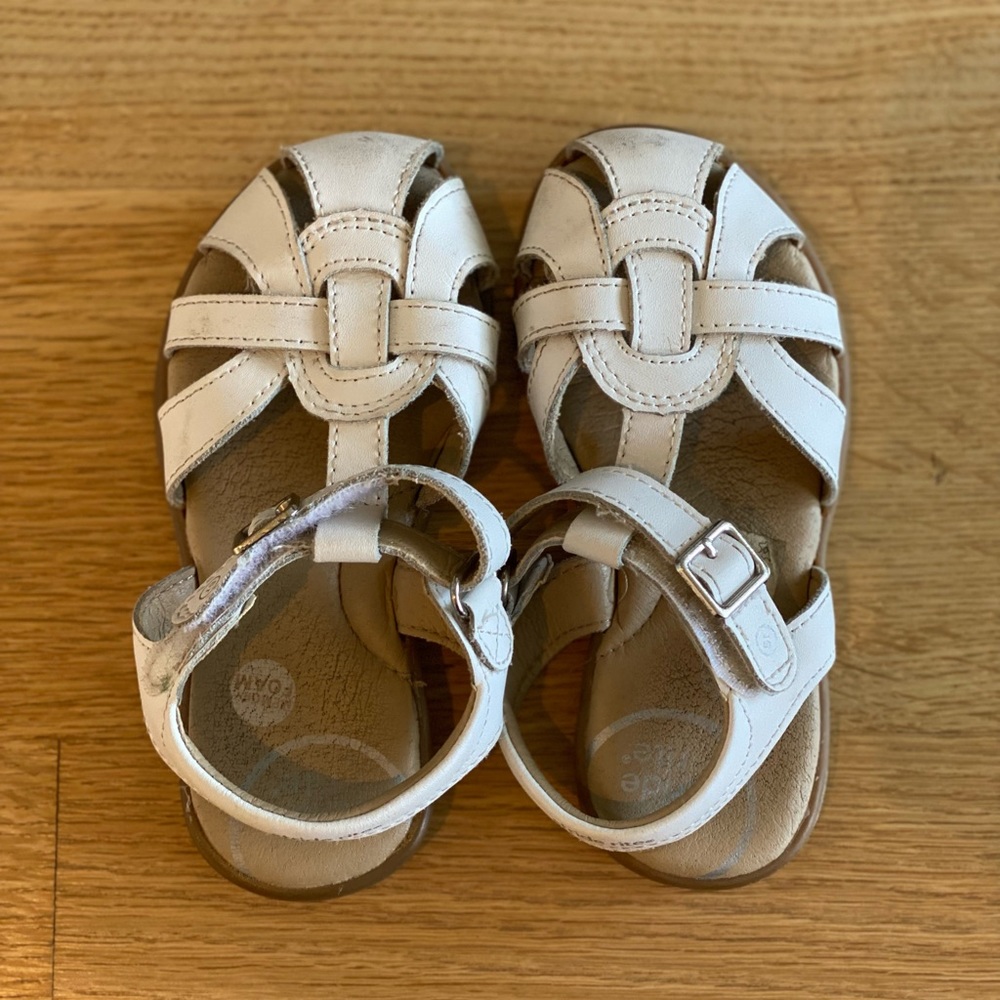 Cute white leather-like sandals